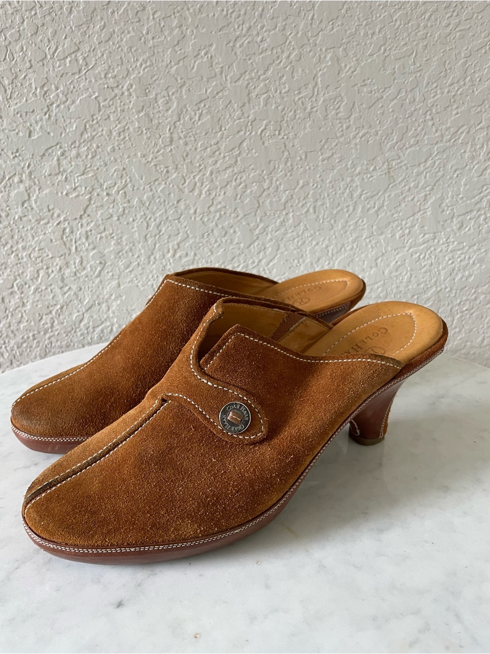 Vintage Cole Haan Leather Mules Women’s Size 7 Cognac Tan - Picture 5 of 10